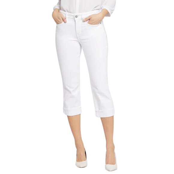 NWT NYDJ Marilyn Straight Crop Jeans w/ Cuffs in Optic White - Picture 4 of 8